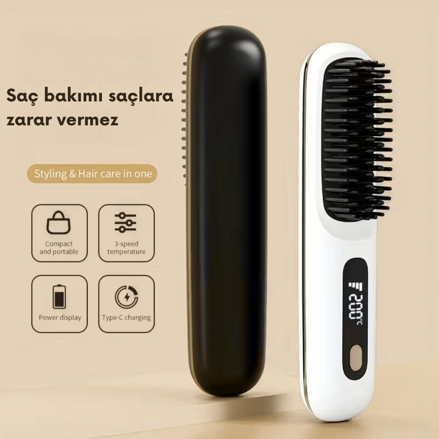 Taşınabilir Düzleştirici Saç Fırçası