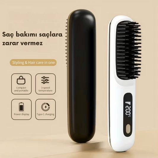 Taşınabilir Düzleştirici Saç Fırçası